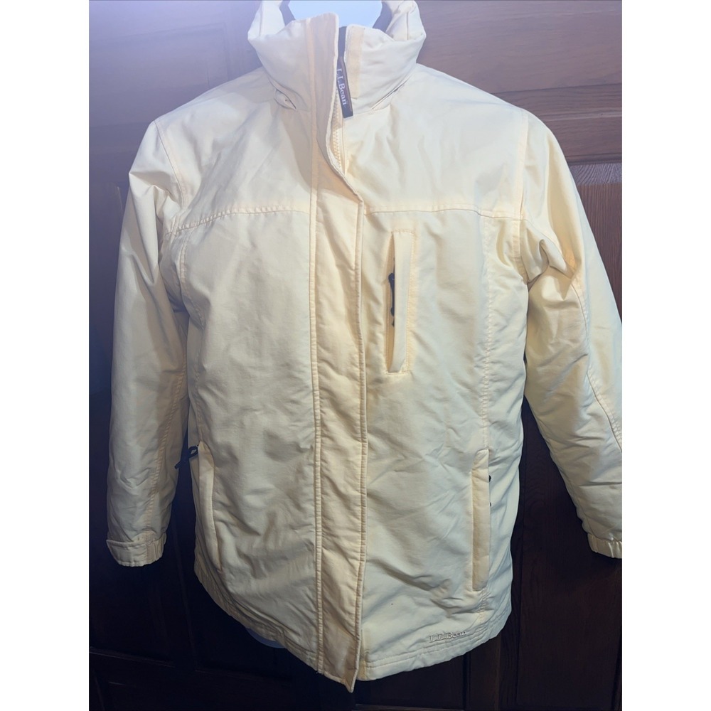LL Bean Women's Size Medium Pale Yellow Removable Lined Coat Jacket